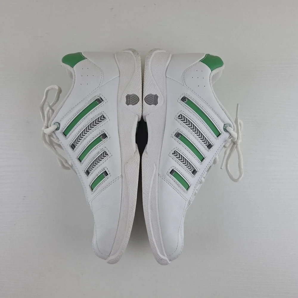 K Swiss Vintage Stripe Shifter White/Green Zig Zag Customizable Stripes Womens 7